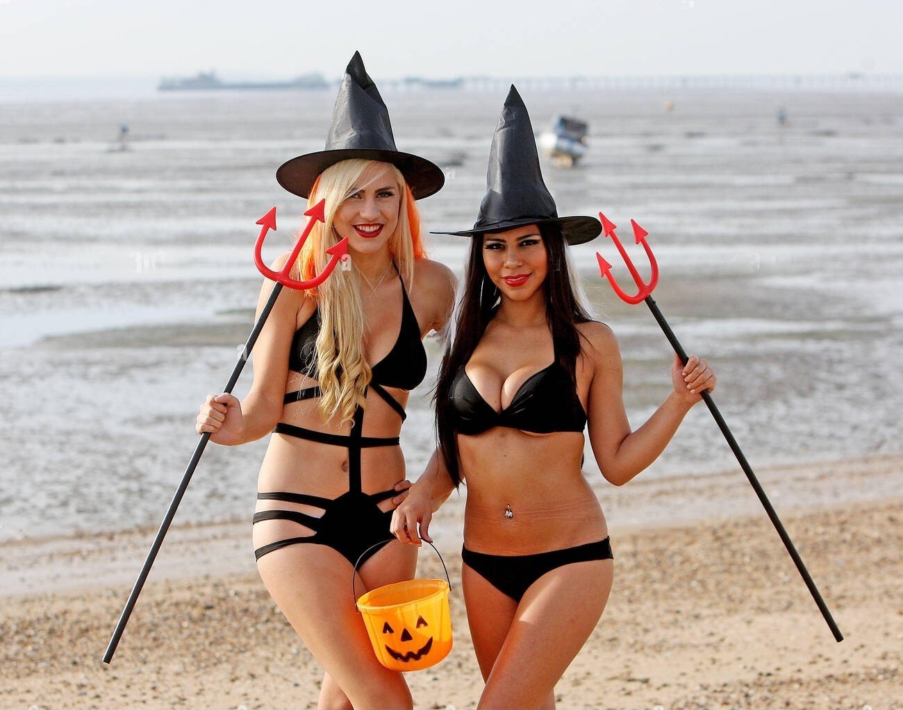 Halloween beach devil bikinis